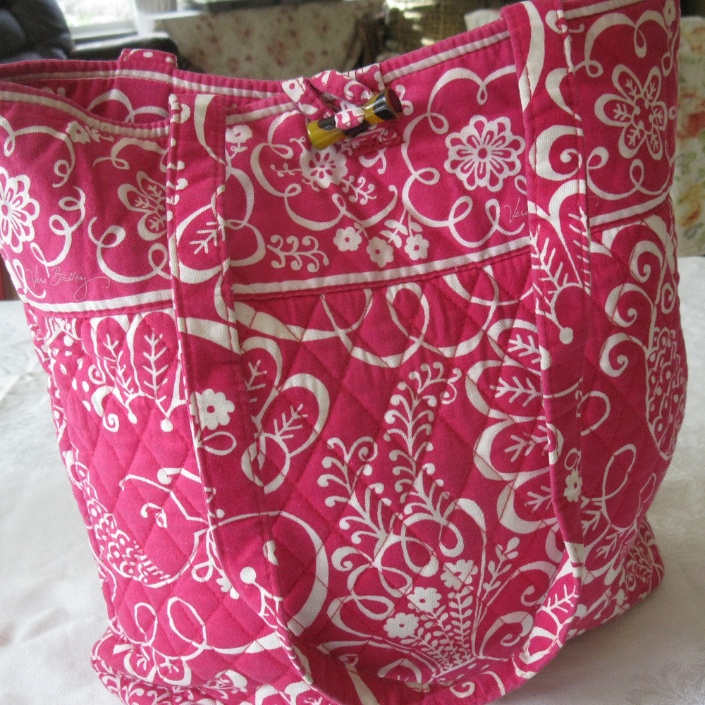 Vera Bradley Tote Bag Rose White Iconic Style